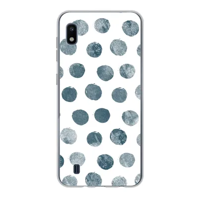 Produktbild von MuchoWow® Handyhülle Schutzhülle Hülle für Samsung Galaxy A10 Polka dots - Grau - Weiß Silikon Softcase Handy Hülle - Schutzhülle