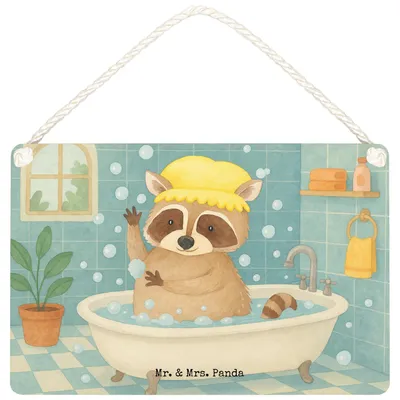 Produktbild von Mr. & Mrs. Panda holzbild Waschbär Design DIN A4 - Weiß - Geschenk, Fröhlich, wandtafel, Lustige Sprüche, Waschen, Türschild, Schild, Wandbild Holz, Holzschild, Plan
