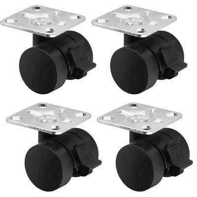 Produktbild von SOTECH Möbelrolle AACHEN Ø 35 mm schwarz – mit Bremse, Montageplatte (4er Set)