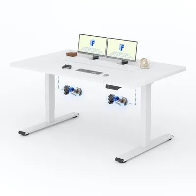 Produktbild von FLEXISPOT Höhenverstellbarer Schreibtisch Elektrisch 140x70cm, 2 starke Motoren, 120 kg Tragkraft, Antikollisionsschutz, 4 Memory-Funktion (Weiß)
