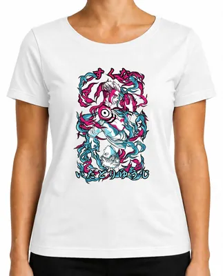 Produktbild von Jujutsu Kaisen Itadori Yuji Sukuna Anime Ästhetik düster Flammen Damen T-Shirt, Weiß, XL