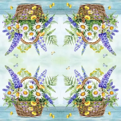 Produktbild von Servietten Papier 33x33cm 3-lagig mit Blumen Korb Motiv 20 Stück