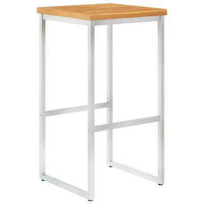 Image de vidaXL Tabouret de bar 4 pcs. Bois massif acacia et acier inoxydable