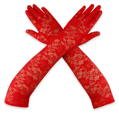Immagine prodotto di Guanti eleganti da donna, neri, con maniche lunghe in pizzo, alte 50 cm