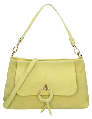 Immagine prodotto di Borsa a spalla da donna, in vera pelle di vitello al 100%, prodotta in Italia. Colore: celeste, bordeaux