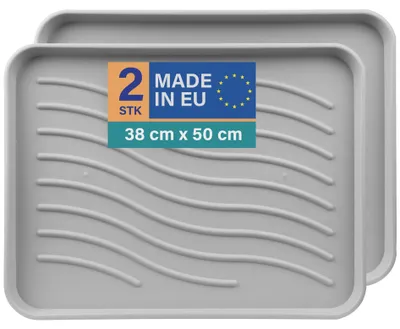 Immagine prodotto di Vassoio sgocciolatoio per scarpe 50x38x2,5 cm grigio chiaro, confezione da 2 pezzi, vassoio per scarpe con bordi alti, impermeabile, robusto tappetino sgocciolatoio per scarpe, protezione da sporco e umidità
