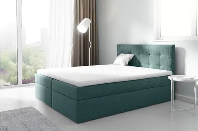 Produktbild von Gepolstertes Boxspringbett 180x200 IVANA 2 – Blau + GRATIS Topper
