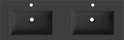 Produktbild von Mexen Otis Doppelwaschbecken zur Arbeitsplattenmontage 141 x 46,5 cm, schwarz matt - 25181471D