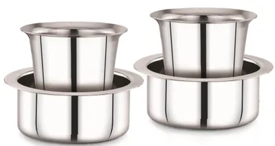 Dabara-Set aus Edelstahl, 4-teilig, 200 ml, südindisch