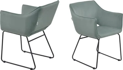 Zdjęcie produktu dla SIT Möbel fotel z wycięciem | zestaw 2 | pokrycie tkanina morska zieleń | metalowa rama czarny | szer. 56 x gł. 61 x wys. 82 cm | 02439-26 | seria SIT&CHAIRS