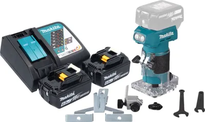 Produktbild von Makita DRT 52 RG Akku Kantenfräse 18 V 6 mm Brushless + 2x Akku 6,0 Ah + Ladegerät