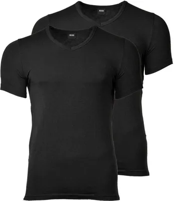 Produktbild von HUGO BOSS 2 Pack Slim Fit V-Neck T-Shirt, Shirt VN Uni S-XXL - Schwarz oder Weiß / Farbe: Schwarz | Größe: 5 (Medium)