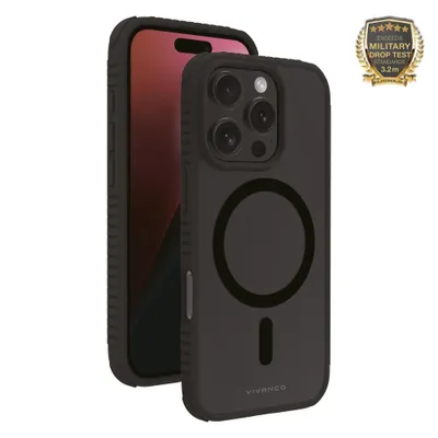 Produktbild von ViVanco™Mag Solid Elite, 360° Anti Shock Cover für iPhone 16 Pro, 3.2m Drop-Protection, MagSafe Support, Cover, Apple, iPhone 16 Pro, 16 cm (6.3"), Schwarz, Durchscheinend