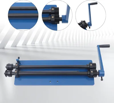 Productafbeelding van Handmatige saaimachine van 460 mm – handbediende plaatomvorming met 6 sikkelrollen (rond + stand), voor carrosseriebouw en metaalbewerking tot 1,2 mm plaatdikte, inclusief montagetoebehoren