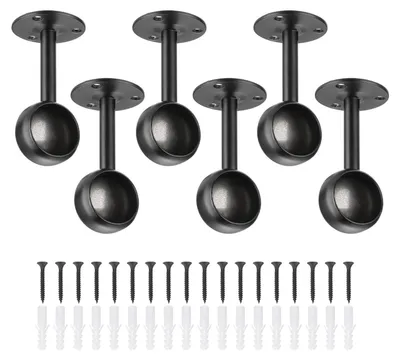 Gardinenstangenhalter 6er-Set, Edelstahl, 22 mm, schwarz