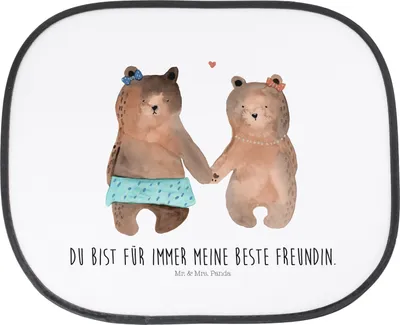 Produktbild von Mr. & Mrs. Panda Sonnenblende Auto Bär Freundin - Weiß - Geschenk, Sonnenschutz, autofenster uv schutz, Seitenscheibe, Fenster, Teddy