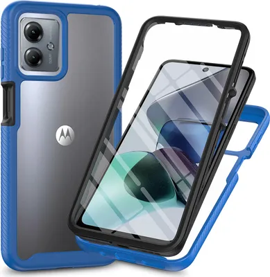 A disassembled phone case with a phone inside, shown from a diagonal angle.