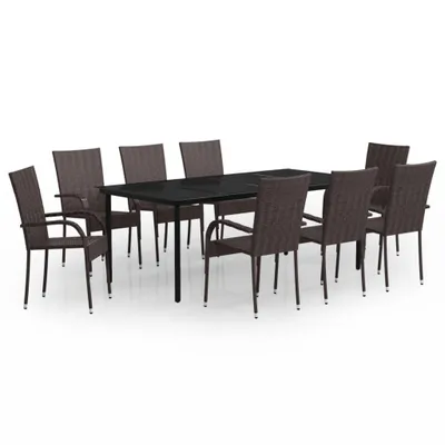 Produktbild von vidaXL 9-tlg. Garten-Essgruppe Braun und Schwarz