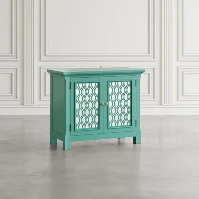 Produktbild von Avola AV2253-38 Kommode, Akazienholz, türkis-grün, 2 Spiegeltüren