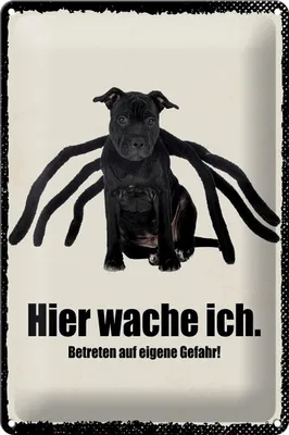 Produktbild von Blechschild Hinweis Hund hier wache ich eigene Gefahr, 30 x 20 cm, Blechschilder Tiere Achtung