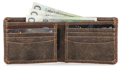 Produktbild von Kleine Slim-Wallet-Kartenbrieftasche aus braunem Wildleder BW38