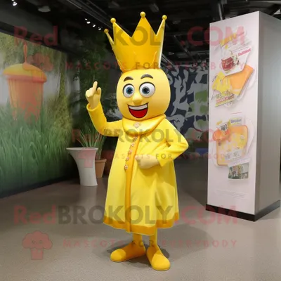 Immagine prodotto di Personaggio del costume della mascotte REDBROKOLY della regina gialla vestito con spille da pagliaccetto e cappello