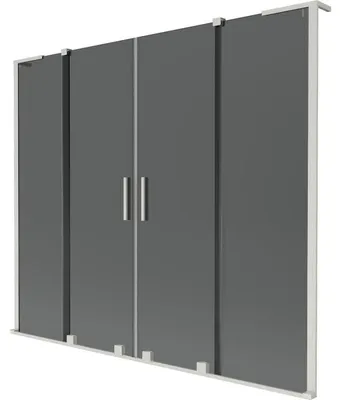 Obrázek produktu pro Mexen Velar L Duo vanová zástěna 2křídlá posuvná 180 x 150 cm, grafit, kartáčovaný nikl - 896-180-003-42-97