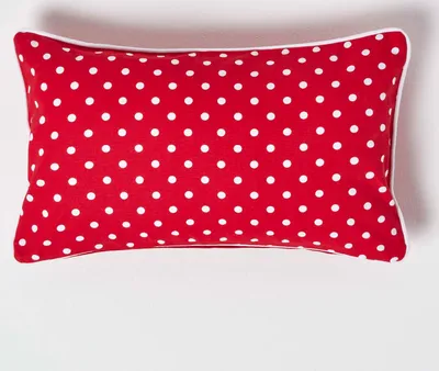 Produktbild von HOMESCAPES Kissenbezug in Rot mit Punkten, 100% Baumwolle, 30 x 50 cm