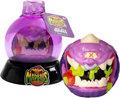 Image de Bizak Madballs : petites boules décorées de motifs effrayants. Elles peuvent rebondir jusqu'à 3 mètres. Couleur : violet