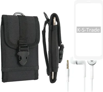 Produktbild von K-S-Trade Holster Schutz Hülle kompatibel mit OnePlus OnePlus 8 Gürteltasche Handy Hülle Tasche outdoor Seitentasche schwarz 1x + Kopfhörer