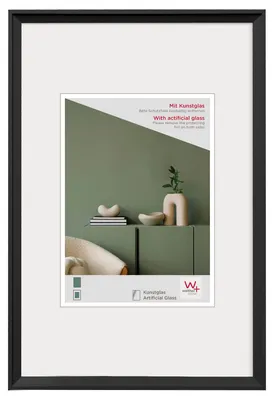 Fotolijst 50 x 70 cm Schwarz mit Kunstglas und Wechselpassepartout