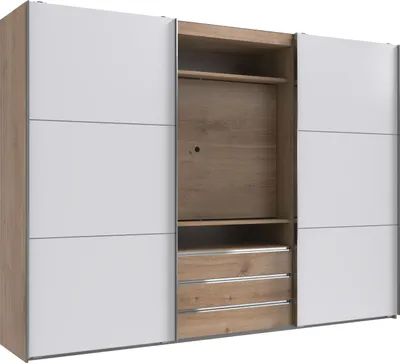 Produktbild von TV-Schrank >MAGIC< in PLANKENEICHE + WEISS - 300x216x65cm (BxHxT)