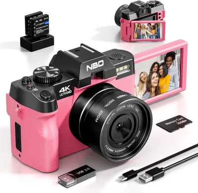Image de Appareil photo numérique NBD 4K 48 MP – Caméra de vlog avec écran tactile 3 pouces orientable à 180° et mise au point manuelle. Mode USB-PC pour la diffusion en direct, sortie HDMI – Wi-Fi.