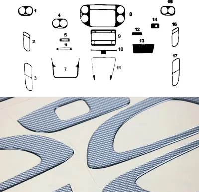Image de Décor intérieur Cockpit pour VW Tiguan 2007-2011 Carbon Optik 17pcs