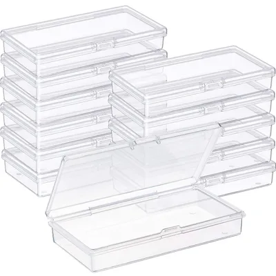Aufbewahrungsbox transparent, 12er-Pack, Kunststoff, Klappdeckel
