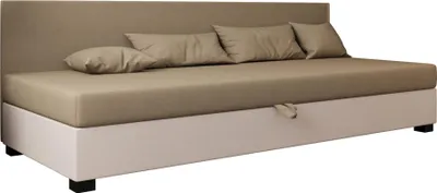 Produktbild von AURA SOFA  Boxspringbett  TILIA BIZ 80x195 Komplett-Set mit Bonell Matratze, Polsterbett mit Bettkästen - Hellbeige/Bronze, SAWANA 01/24