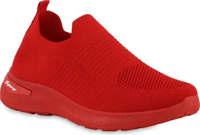 Produktbild von VAN HILL Damen Slip Ons Sportschuhe Sportliche Strick Profil-Sohle Schuhe 841703, Farbe: Rot, Größe: 36
