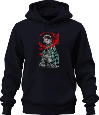 Obrázek produktu pro Tanjiro Kamado Demon Slayer Anime Sword Blood Manga Gift Uni mikina s kapucí, Navy, XXL