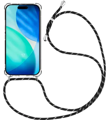 Image de Coque pour iPhone 17, Protection Renforcée TPU Antichoc Transparent avec Cordon Noir