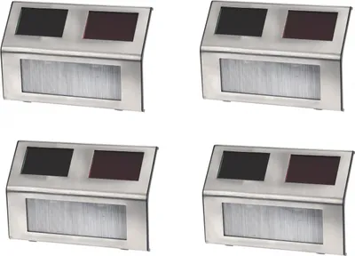 Image de Lot de 4 lampes solaires ProGarden, acier inoxydable, 14 x 9,5 cm, argent/noir