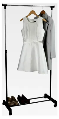 Produktbild von Kleiderständer mit Rollen 90-158cm höhenverstellbar Garderobe schwarz für Schlafzimmer