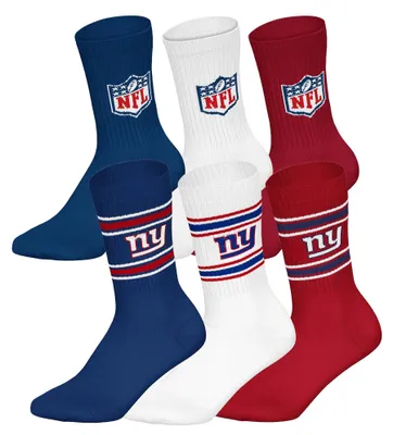 Produktbild von NFL Uni Socken, 6er Pack - NFL Teams, 6Pack Crew Socks, Football, Logo, Baumwollmischung New York Giants/Mix 43-46