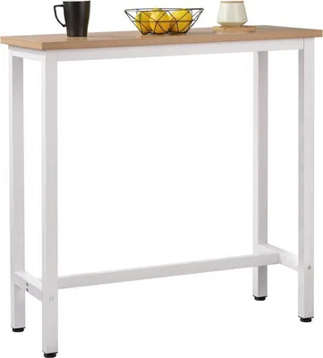 Immagine prodotto di WOLTU 1 X tavolo bar tavolo alto tavolo bistrot con struttura in metallo piano in truciolato, tavolo da cucina tavolo da pranzo 100x40x100cm, rovere chiaro BT33hei