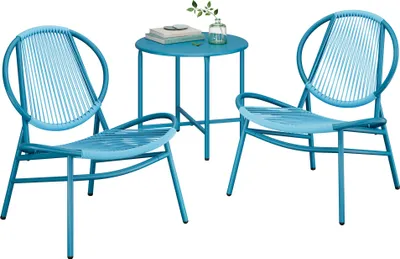 Produktbild von SONGMICS Balkonmöbel, 3er Set, Gartenmöbel-Set, mit Tisch, 2 Stühlen, seeblau