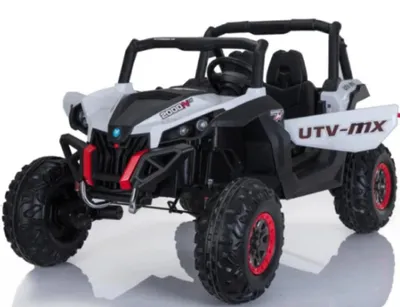 Produktbild von UTV - MX - 2-Sitzer Kinder Elektroauto - mit Fernbedienung - 4x4 - Gummireifen - Ledersitz - Weiss