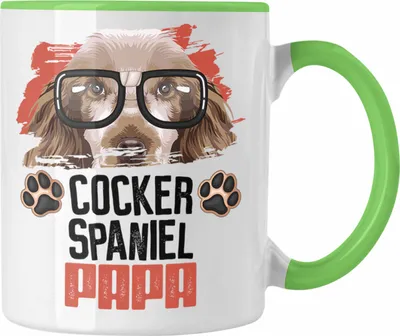 Produktbild von Trendation - Cocker Spaniel Papa Besitzer Tasse Geschenk Lustiger Spruch Geschenkidee Cocker Spaniel Liebhaber (Grün)