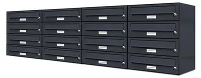Produktbild von 16er Briefkastenanlage Anthrazit Grau RAL 7016, Briefkasten DIN A4, 16 Fach Postkasten modern Aufputz