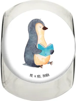 Produktbild von Mr. & Mrs. Panda Lebensmittelbehälter Pinguin Buch XL 2000ml - Weiß - Geschenk, Vorratsglas, Ferien, Urlaub, aufbewahrungsglas, Kaffeedose, Ausruhen, Bonboniere, Lesen