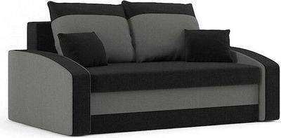 Sofa HEWLET 150 x 90 mit Schlaffunktion - Schlafsofa mit Bettkasten - Farben zur Auswahl - STOFF MIKRO 15 + MIKRO 27 Schwarz&Grau