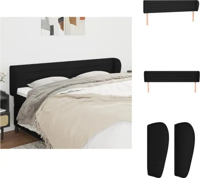 Produktbild von vidaXL Kopfteil mit Ohren Schwarz 163x23x78/88 cm Stoff -  Kopf- & Fußenden